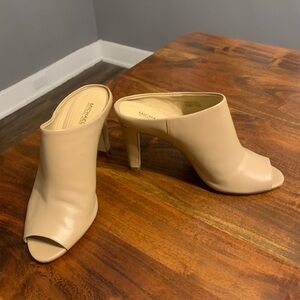 Michael Kors Beige Peep Toe Mule Heels